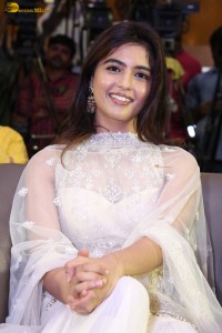 actress Amritha Aiyer dazzles in a white dress at a movie function