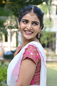 actress Ananya Nagalla cute in a white half saree