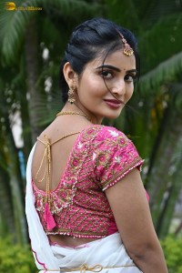 actress Ananya Nagalla cute in a white half saree