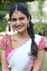 actress Ananya Nagalla cute in a white half saree