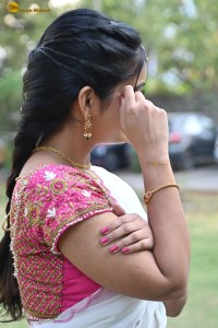 actress Ananya Nagalla cute in a white half saree
