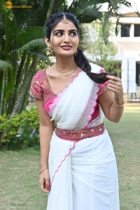actress Ananya Nagalla cute in a white half saree