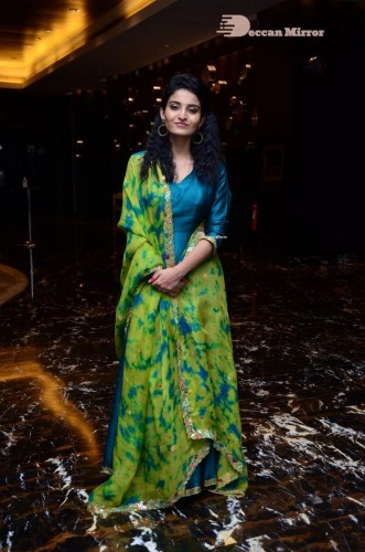 Telugu Heroine Ananya Nagella posing in Blue Salwar Kameez