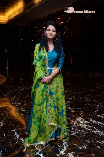 Telugu Heroine Ananya Nagella posing in Blue Salwar Kameez