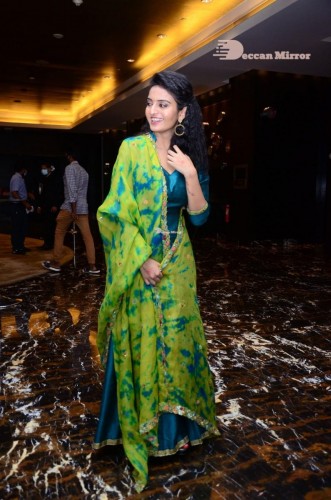 Telugu Heroine Ananya Nagella posing in Blue Salwar Kameez