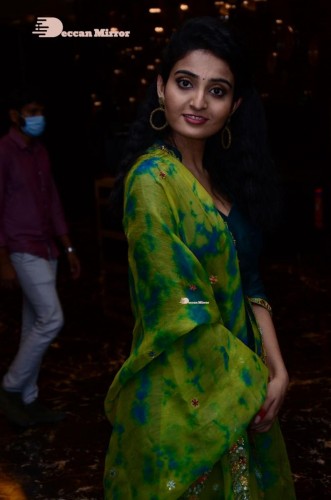 Telugu Heroine Ananya Nagella posing in Blue Salwar Kameez