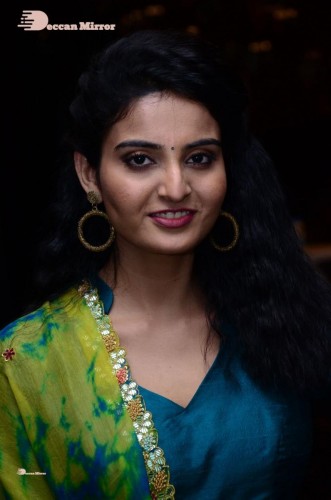 Telugu Heroine Ananya Nagella posing in Blue Salwar Kameez