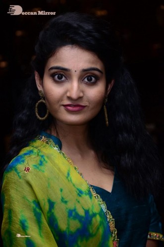 Telugu Heroine Ananya Nagella posing in Blue Salwar Kameez