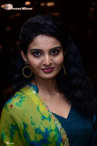 Telugu Heroine Ananya Nagella posing in Blue Salwar Kameez