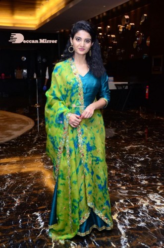 Telugu Heroine Ananya Nagella posing in Blue Salwar Kameez