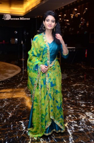 Telugu Heroine Ananya Nagella posing in Blue Salwar Kameez