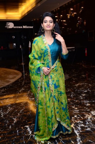 Telugu Heroine Ananya Nagella posing in Blue Salwar Kameez