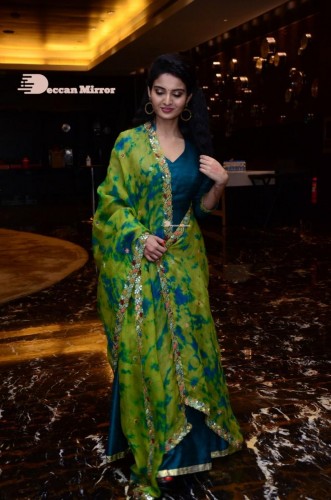 Telugu Heroine Ananya Nagella posing in Blue Salwar Kameez