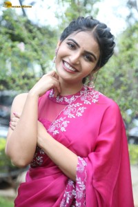 actress Ananya Nagalla lovely in a pink saree