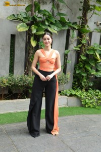 Indian actress Ananya Panday beautiful in a orange top
