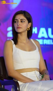 Bollywood actress Ananya panday in a white top and matching pants
