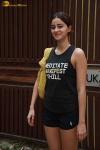 actress Ananya Panday in black shorts