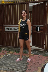 actress Ananya Panday in black shorts
