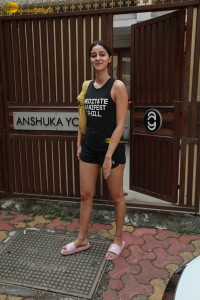 actress Ananya Panday in black shorts