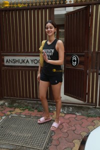 actress Ananya Panday in black shorts