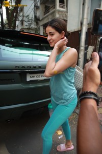bollywood actress Ananya Panday super stylish in green gym attire