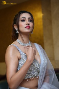 Indian Actress Ananya Raj hot looks in a light blue lehenga choli