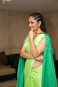 actress Anasuya Bharadwaj graceful in a green saree