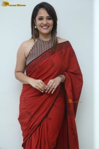 actress Anasuya Bharadwaj beautiful in a red saree