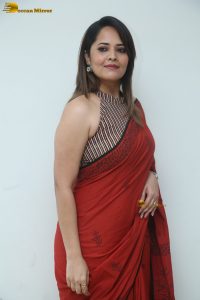 actress Anasuya Bharadwaj beautiful in a red saree
