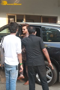 Anil Kapoor and his son Harsh Varrdhan Kapoor pose for pictures as part of promoting the movie Thar