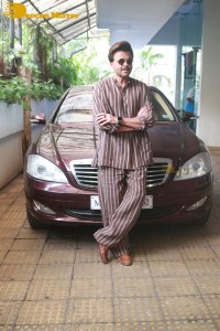 Anil Kapoor and his son Harsh Varrdhan Kapoor pose for pictures as part of promoting the movie Thar