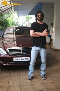 Anil Kapoor and his son Harsh Varrdhan Kapoor pose for pictures as part of promoting the movie Thar