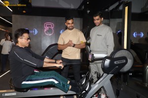 Bollywood star anil kapoor working out at a gym