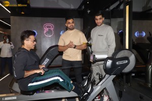 Bollywood star anil kapoor working out at a gym