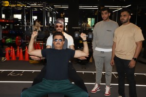 Bollywood star anil kapoor working out at a gym