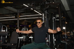 Bollywood star anil kapoor working out at a gym