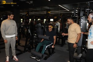 Bollywood star anil kapoor working out at a gym