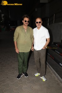 Anil Kapoor and Anupam Kher pose for pictures after seeing the movie RRR