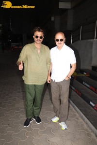 Anil Kapoor and Anupam Kher pose for pictures after seeing the movie RRR