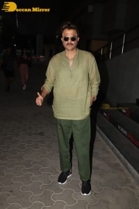 Anil Kapoor and Anupam Kher pose for pictures after seeing the movie RRR