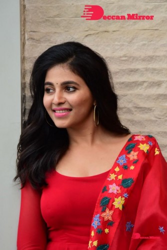 Tamil and Telugu Actress Anjali looks cute as she poses for pictures in a Red Salwar Kameez