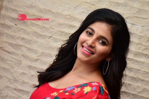 Tamil and Telugu Actress Anjali looks cute as she poses for pictures in a Red Salwar Kameez