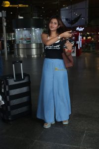 actress Anjali Arora cute in a black top at airport