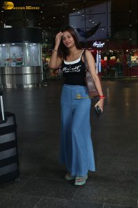 actress Anjali Arora cute in a black top at airport