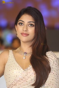 actress Anu Emmanuel sweet looks in a white saree at an event