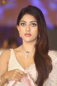 actress Anu Emmanuel sweet looks in a white saree at an event