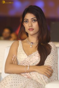 actress Anu Emmanuel sweet looks in a white saree at an event