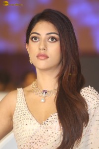 actress Anu Emmanuel sweet looks in a white saree at an event