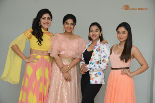 Telugu Movie Anukunnadi Okati Ayinadi Okati heroines Siddhi Idnani, Tridha Choudhury, Dhanya Balakrishna, Himaja meet the press