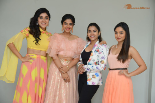 Telugu Movie Anukunnadi Okati Ayinadi Okati heroines Siddhi Idnani, Tridha Choudhury, Dhanya Balakrishna, Himaja meet the press